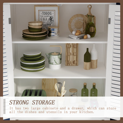 Armoire de rangement haute avec étagère réglable à 6 niveaux et tiroirs 