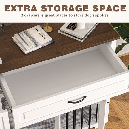 Grande cage en bois pour chien avec 2 tiroirs et séparateurs