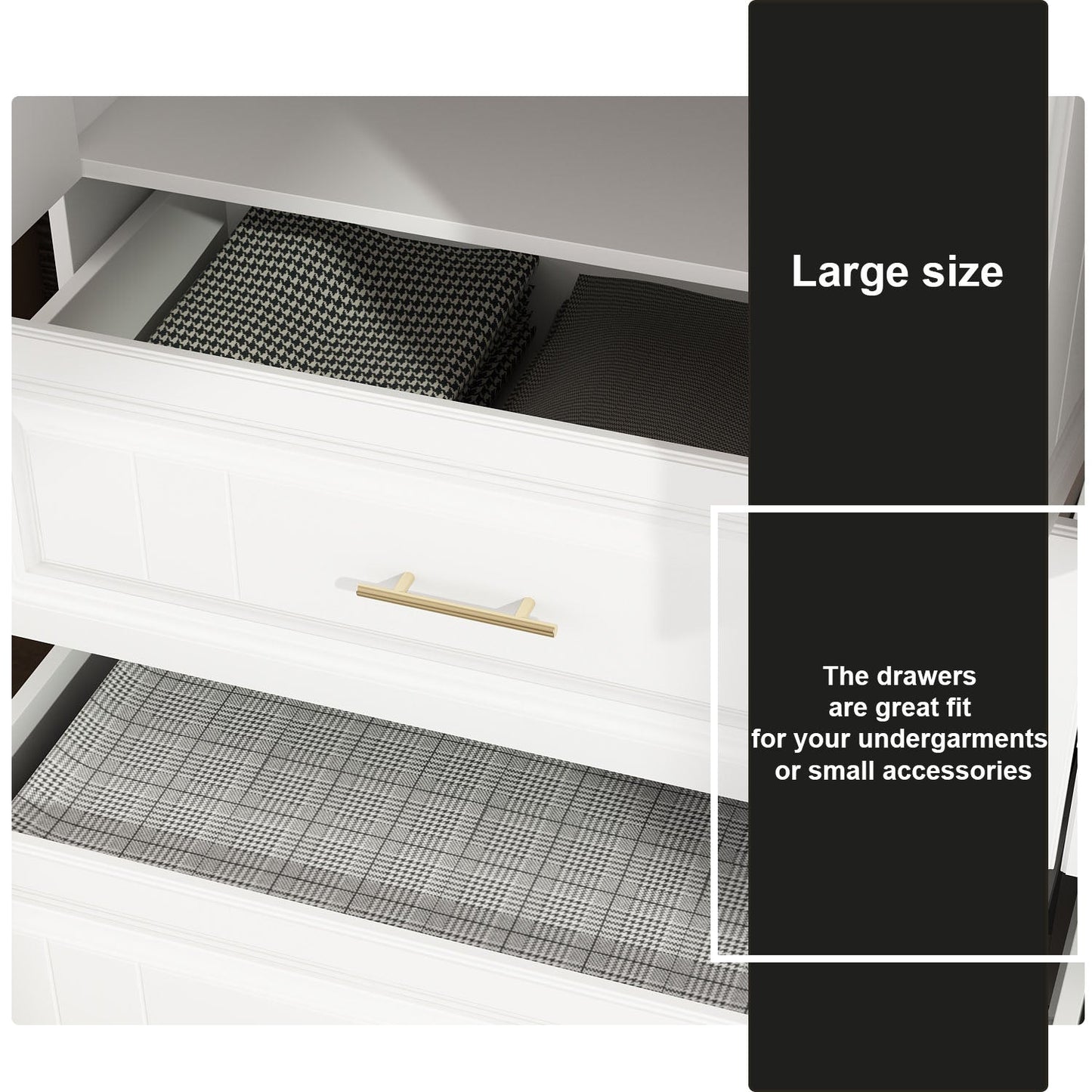 Armoire familiale, armoire de chambre, dressing à 4 portes et tiroirs