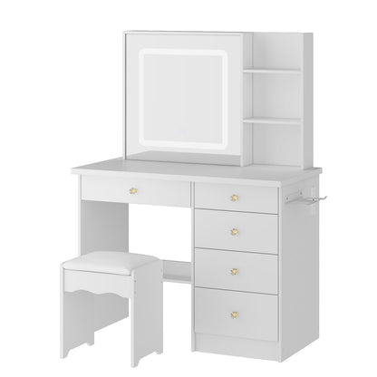 Coiffeuse avec miroir lumineux et prise électrique 