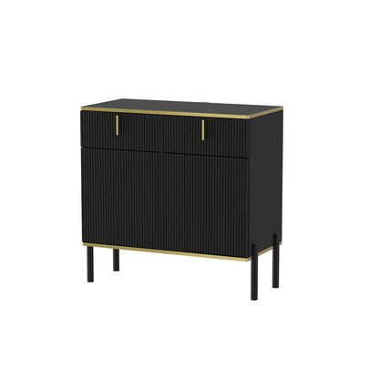 Buffet large noir avec tiroir et portes escamotables