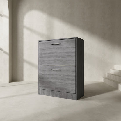 Meuble à chaussures avec 2 tiroirs rabattables pour entrée - Meuble de rangement à chaussures moderne - Étagère à chaussures autoportante