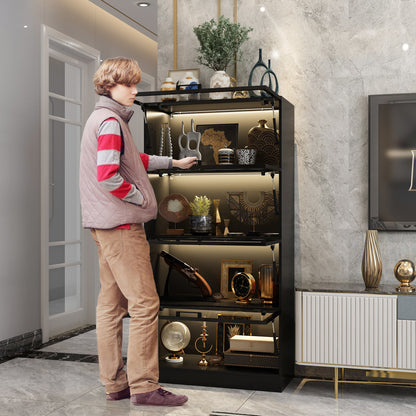 Vitrine vitrée à 4 niveaux avec éclairage LED