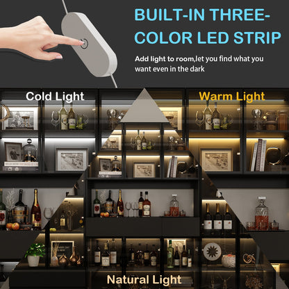 Vitrine de rangement avec éclairage LED et portes en verre trempé