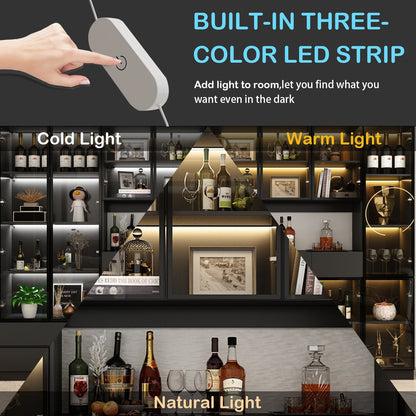 Vitrine de rangement avec éclairage LED et portes en verre trempé