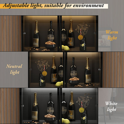 Vitrine de rangement avec éclairage LED et portes en verre trempé