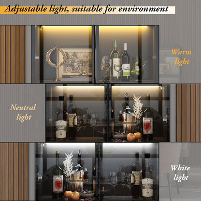 Vitrine de rangement avec éclairage LED et portes en verre trempé