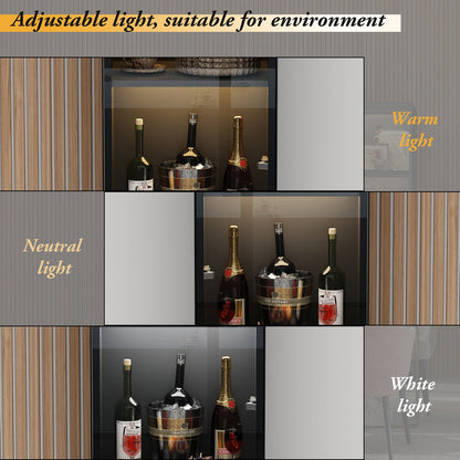 Vitrine de rangement avec éclairage LED et portes en verre trempé