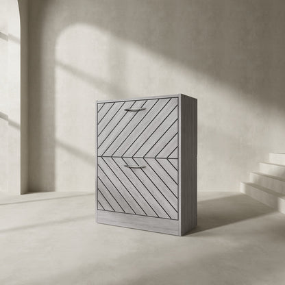 Meuble à chaussures rustique pour entrée, avec 2 tiroirs rabattables