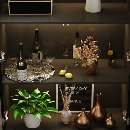 Vitrine de rangement avec éclairage LED et portes en verre trempé