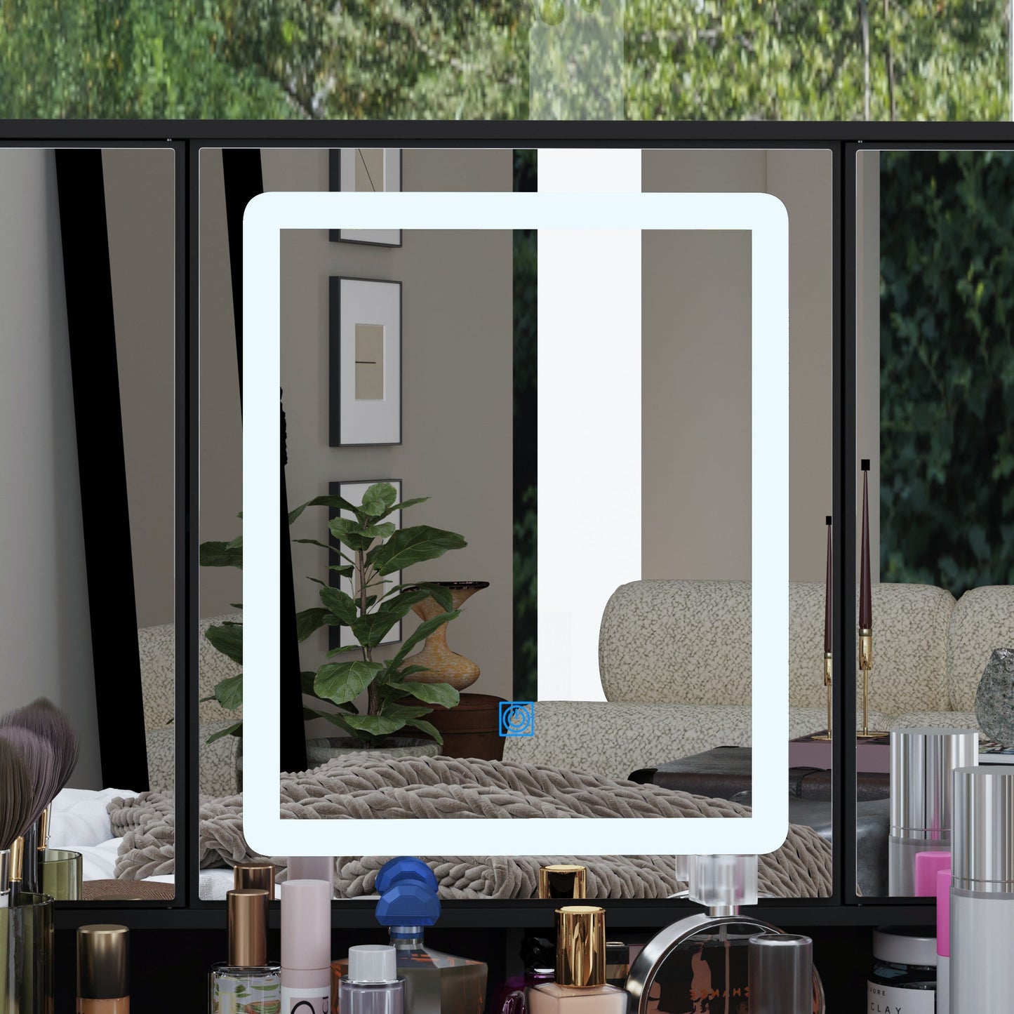 Coiffeuse avec miroir et lampe