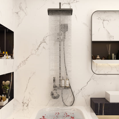 Système de douche complet avec écran LED, douchette à main, bec cascade et pistolet de douche