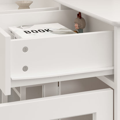 Buffet de cuisine avec portes vitrées, 3 tiroirs et 6 compartiments de rangement