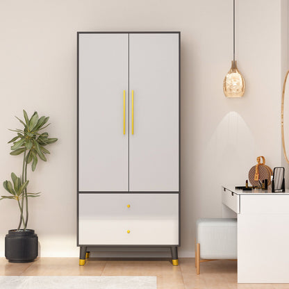 Armoire moderne grand placard de rangement 2 portes 2 tiroirs