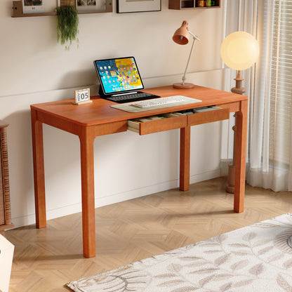 Bureau à double tiroir en bois d'hévéa