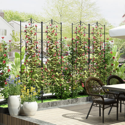 Treillis métallique robuste en fer noir antirouille pour plantes (lot de 2), 70,9 po H x 19,7 po L