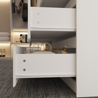 Commode à 12 tiroirs et 1 étagère, au design élégant et au plateau en verre trempé