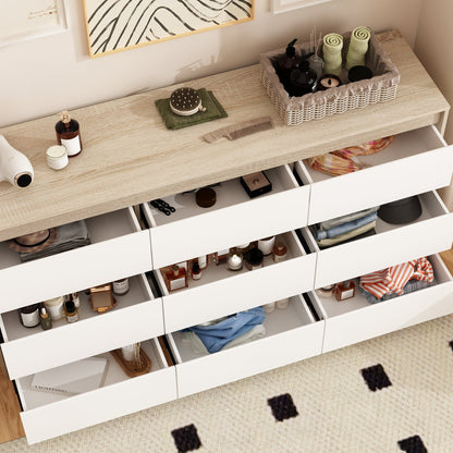 Buffet large à trois tiroirs avec rangement et 9 tiroirs