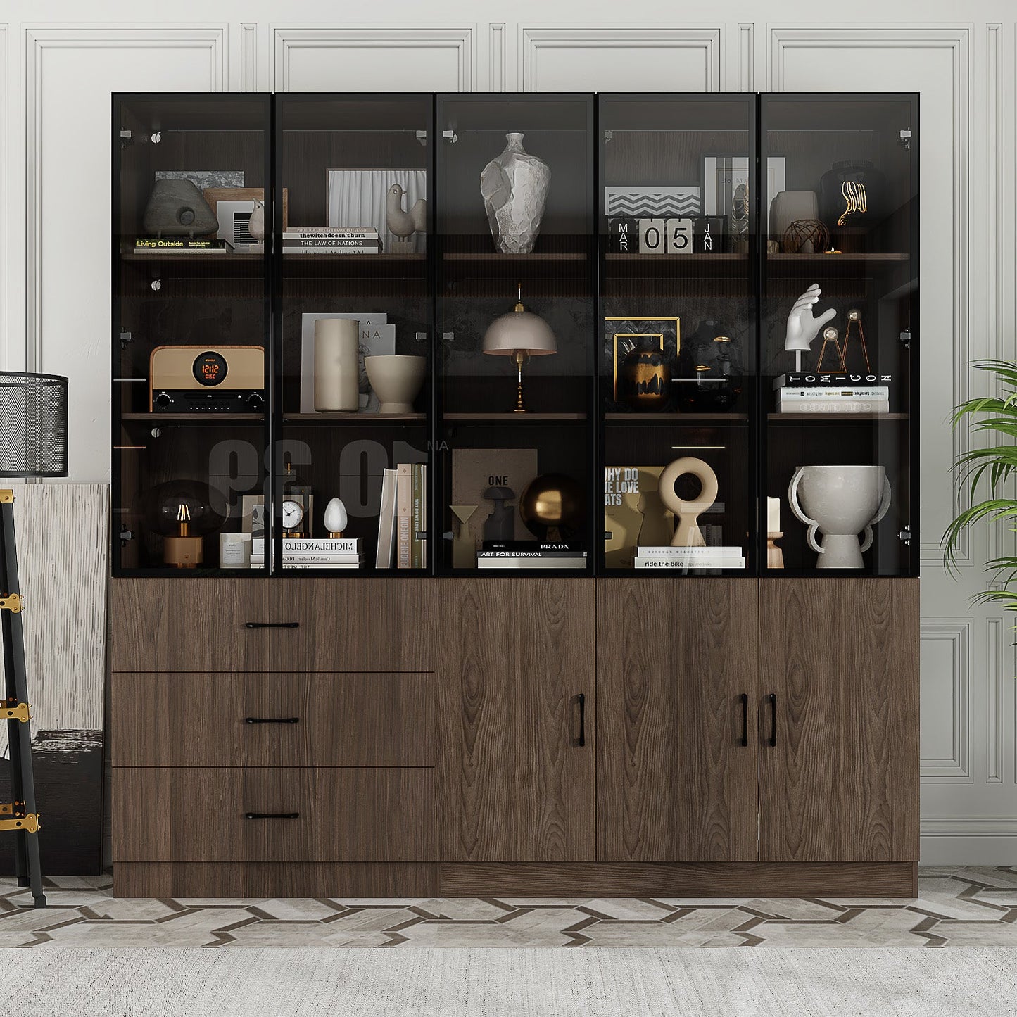 Bibliothèque combinée avec éclairage LED