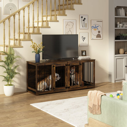 Cage pour animaux de compagnie à double porte de grande taille avec structure renforcée en acier