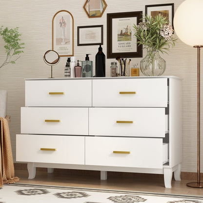 Commode double moderne blanche à 6 tiroirs pour entrée ou salon 