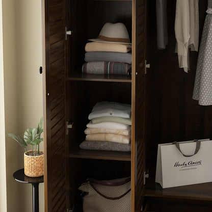 Grande armoire-penderie pour chambre à coucher, meuble de rangement à 4 portes et 5 tiroirs