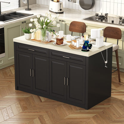 Îlot de cuisine de 61 po de largeur avec 2 tiroirs et 4 portes