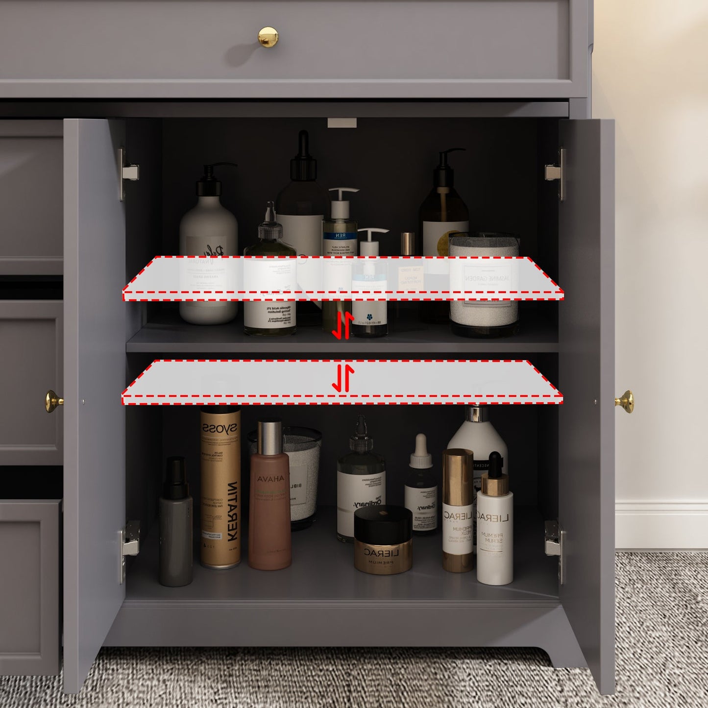 Buffet contemporain avec tiroirs et portes