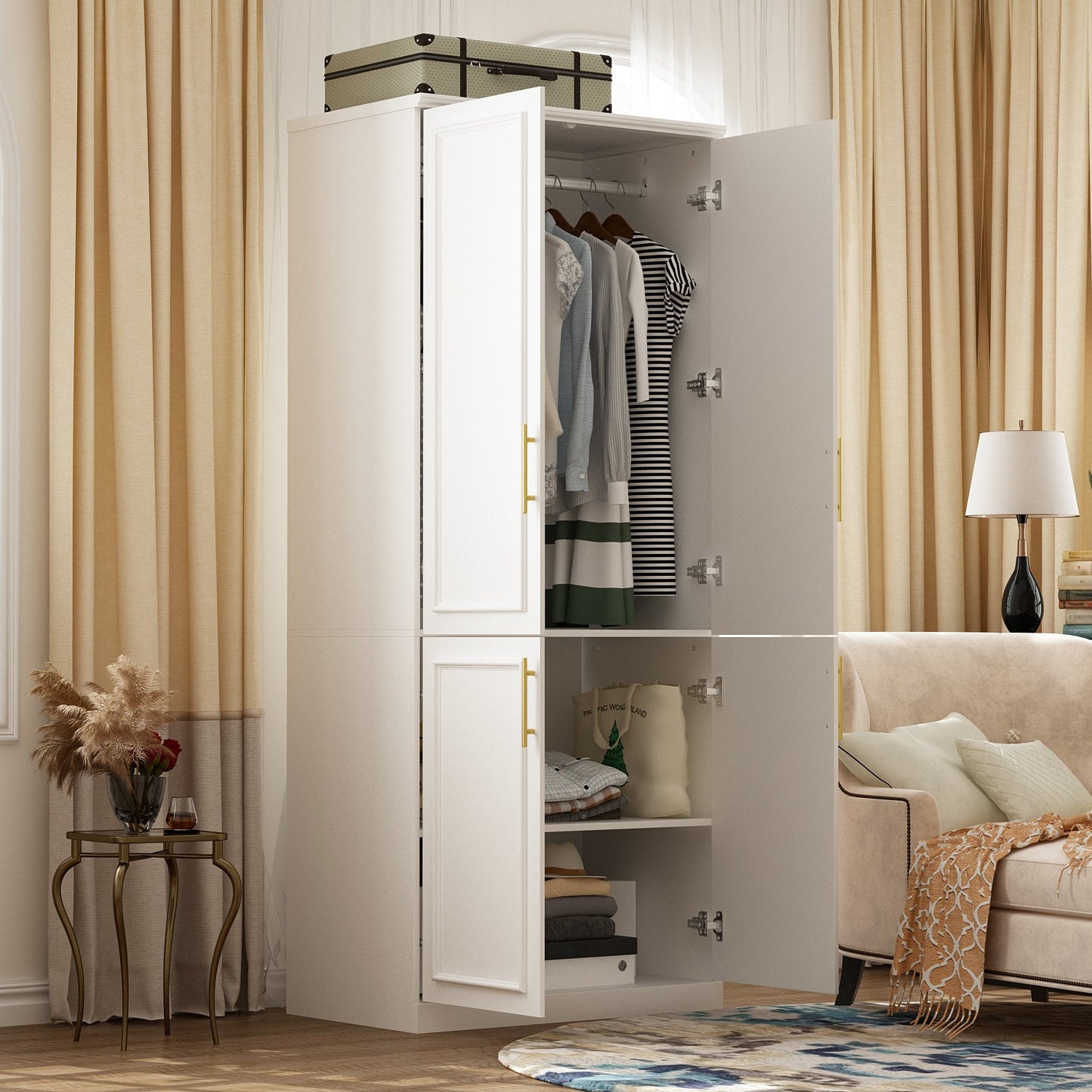 Armoire modulaire de grande taille (74,8 cm) avec portes et tiroirs en verre