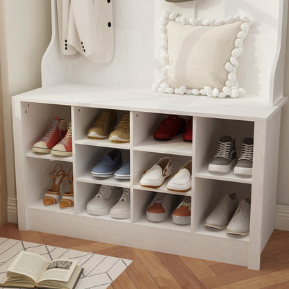 Meuble à chaussures avec banc et crochets pour entrée