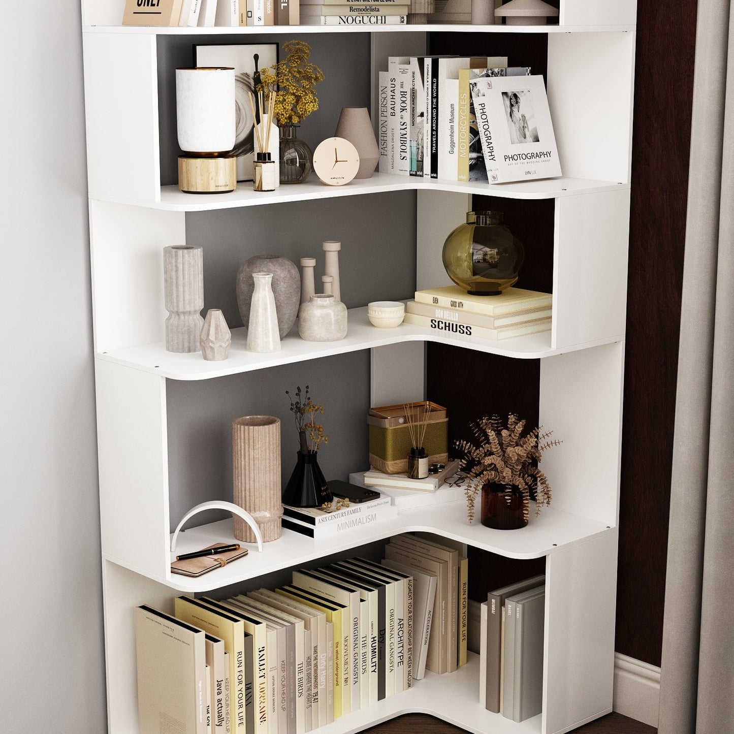 Bibliothèque d'exposition géométrique à 7 étagères (81,9 pouces)