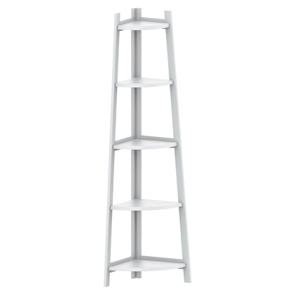 Étagère d'angle rustique à 5 niveaux, bibliothèque d'angle industrielle, étagère échelle, support pour plantes pour salon 