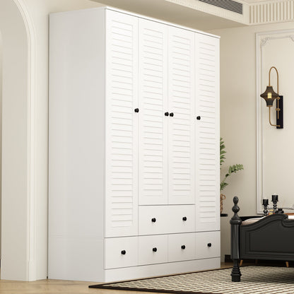 Grande armoire-penderie pour chambre à coucher, meuble de rangement à 4 portes et 5 tiroirs
