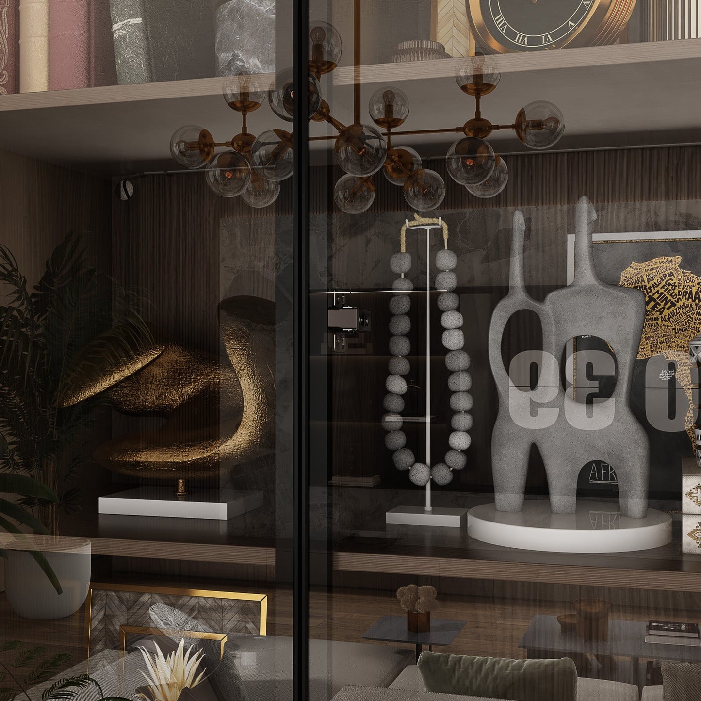 Bibliothèque combinée avec éclairage LED