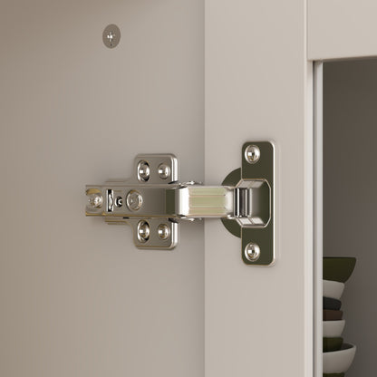 Bibliothèque haute à 6 portes vitrées et poignées coniques dorées