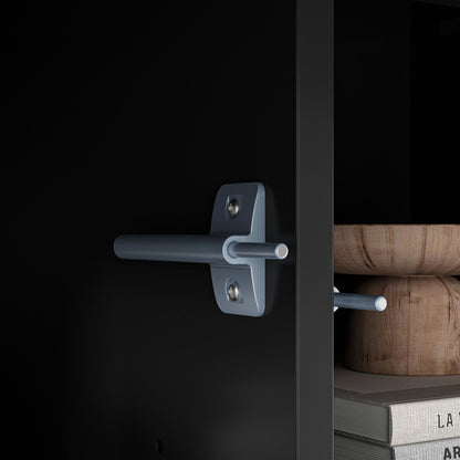 Buffet large noir avec tiroir et portes escamotables