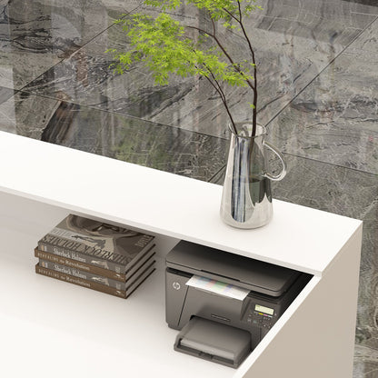 Bureau d'accueil rectangulaire en bois massif et composite