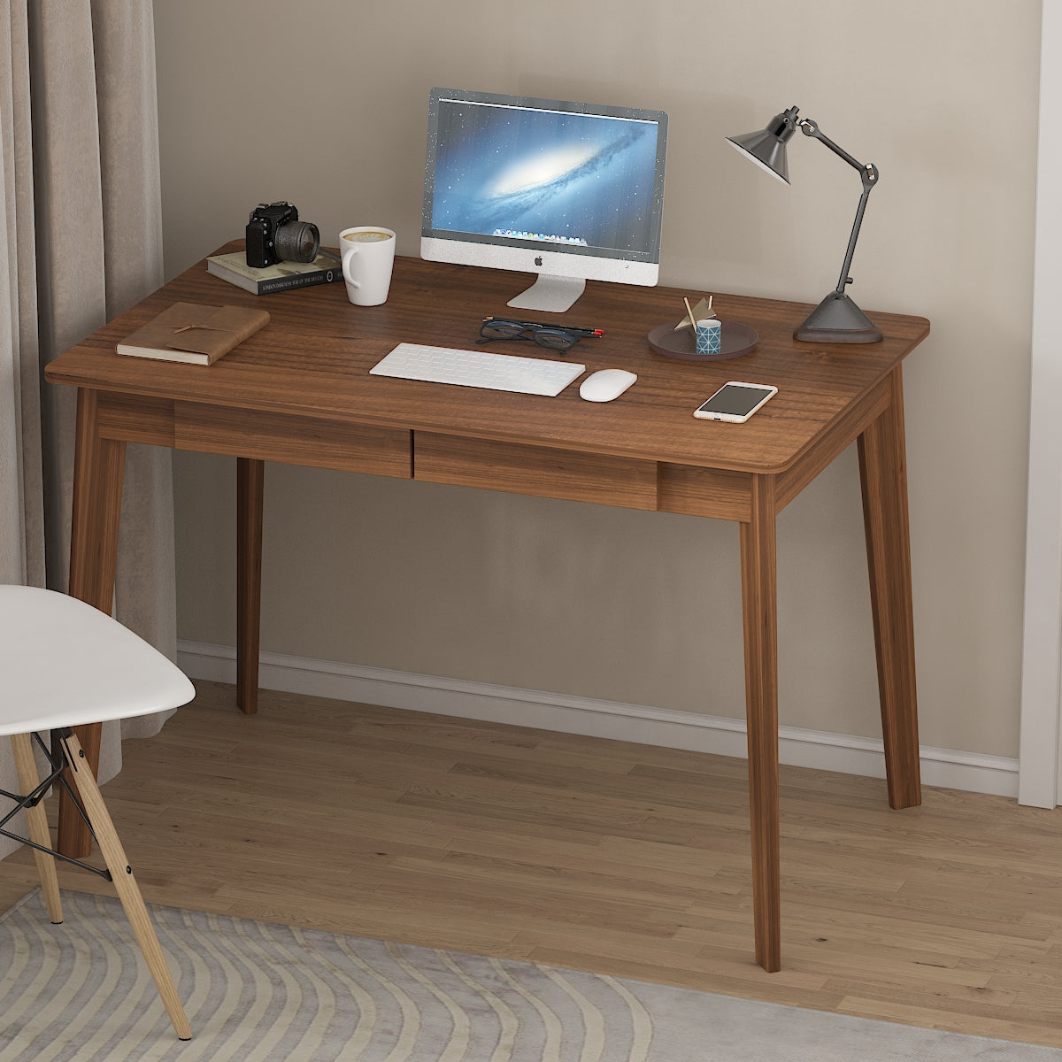 Bureau minimaliste en bois blanc, table d'étude pour bureau, 39,4 cm de large