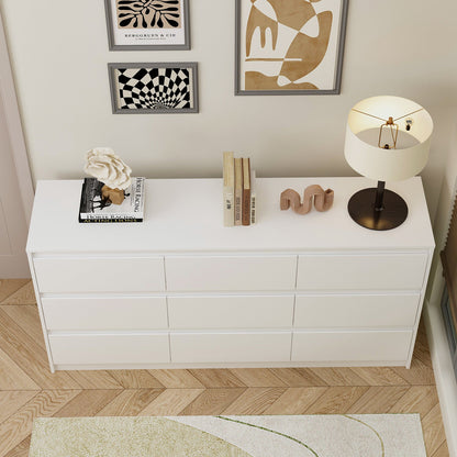 Buffet large à trois tiroirs avec rangement et 9 tiroirs