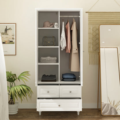 Armoire de rangement blanche pour chambre à coucher avec 3 tiroirs