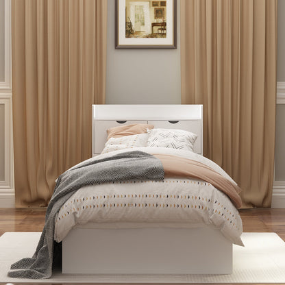 Lit plateforme Queen avec rangement, tête de lit de rangement et 2 tiroirs