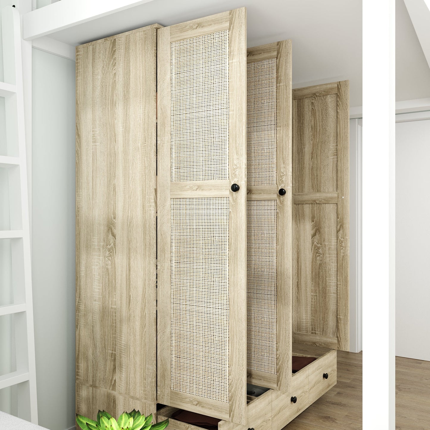 Armoire en bois massif et en panneaux de particules