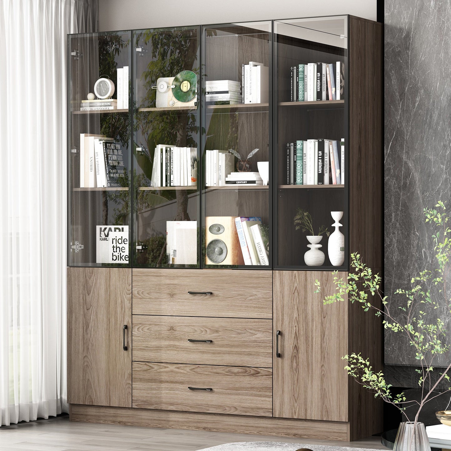 Bibliothèque combinée avec éclairage LED