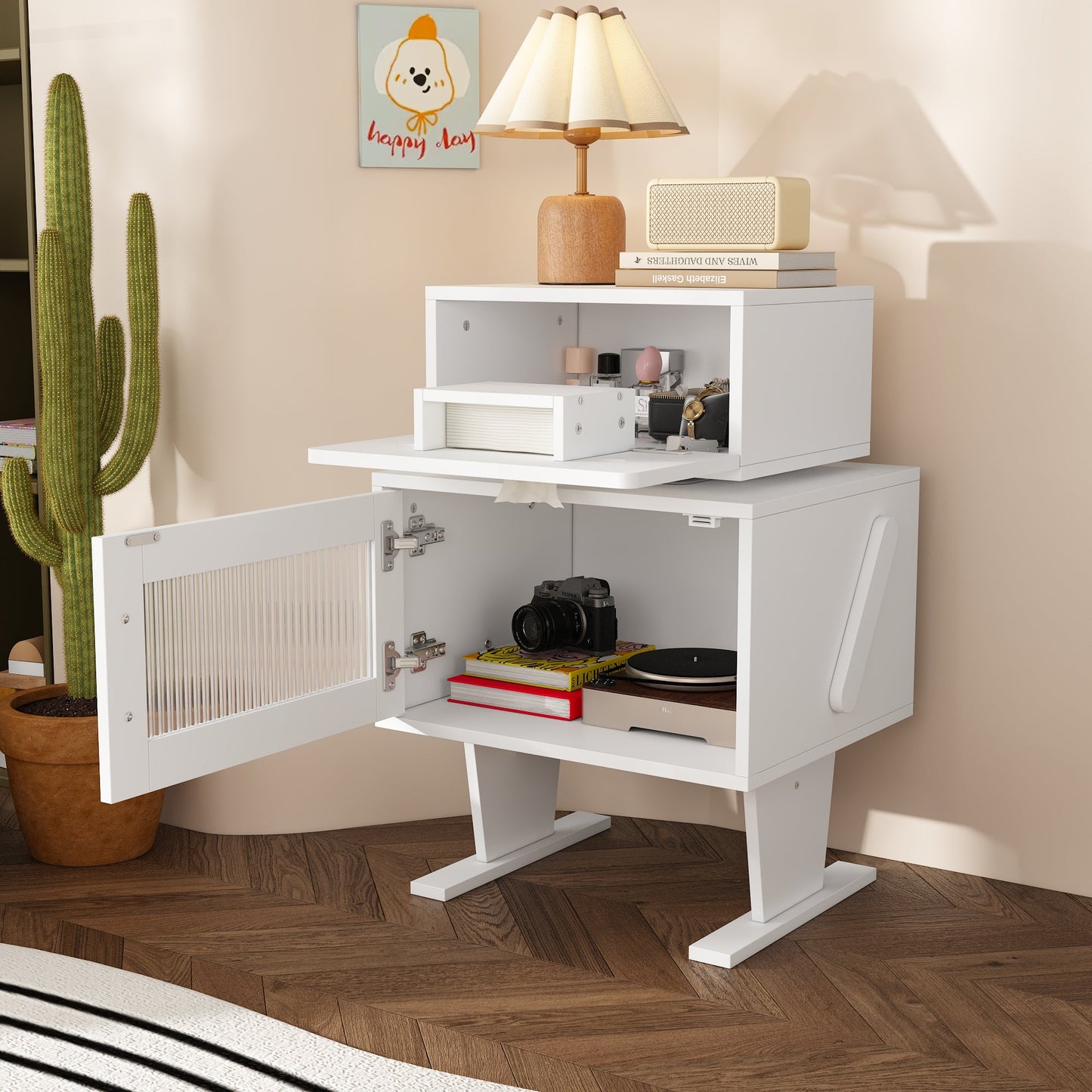 Table de chevet créative en forme de robot et rotation à 360°