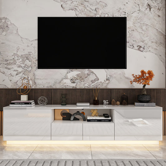 Meuble TV LED, console, centre multimédia, finition brillante