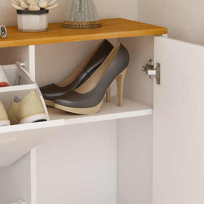 Meuble à chaussures moderne avec 3 compartiments et 1 casier - Organisateur de chaussures pour entrée