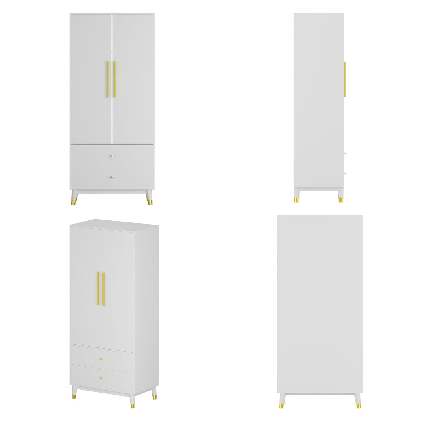 Armoire moderne grand placard de rangement 2 portes 2 tiroirs
