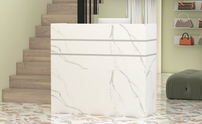 Bureau d'accueil moderne en bois avec armoire de rangement verrouillable, 47 pouces de large. 