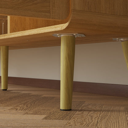 Buffet moderne du milieu du siècle avec portes en rotin et étagères réglables