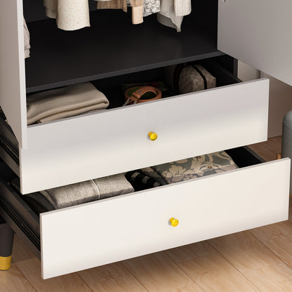 Armoire moderne grand placard de rangement 2 portes 2 tiroirs